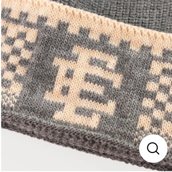 Eric Emanuel Eric Emanuel navy & ivory checker beanie winter  Eric Emanuel checkers beanie gray brand new